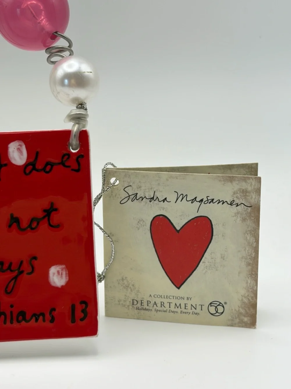 VTG Sandra Magsamen Dept 56 Hanging Love is Patient Plaque 1 Corinthians 13 Boho